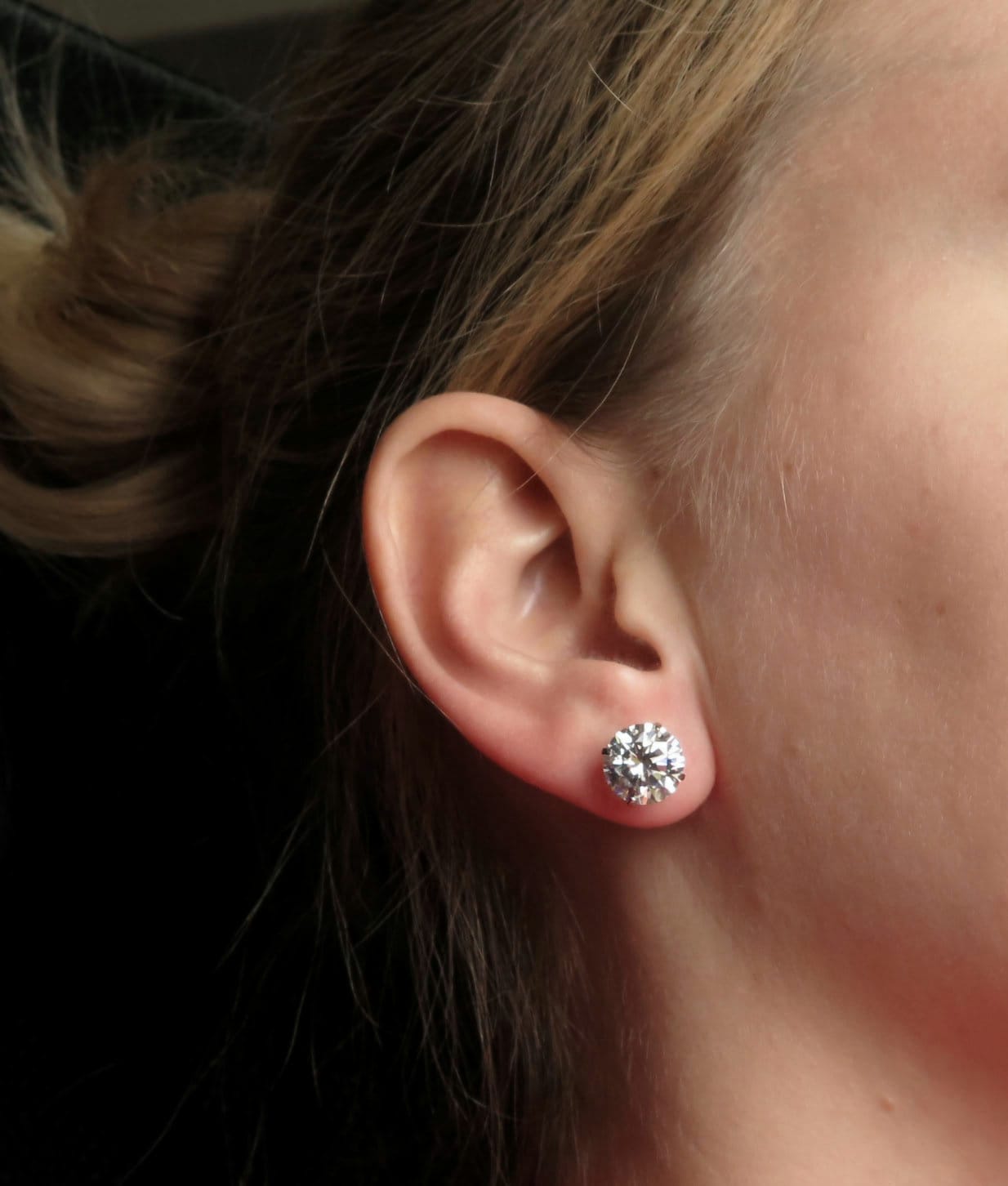 Round-cut Stud Earrings Solitaire 0.05-13.68 ct. T.W. Created Diamond 14k Yellow, White, Rose Gold , Screw-back