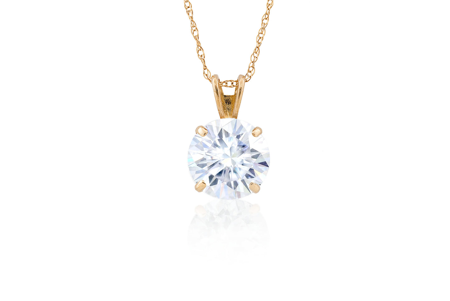 0.25CT-3.00CT Brilliant Round Created Diamond/Gemstone Pendant Solitaire 14K Yellow Gold Charm VVS1