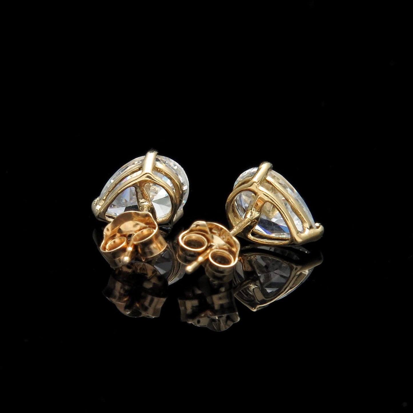 Pear Shape Earrings Created Diamond Studs 14K Yellow Gold or White Gold Heavy Basket