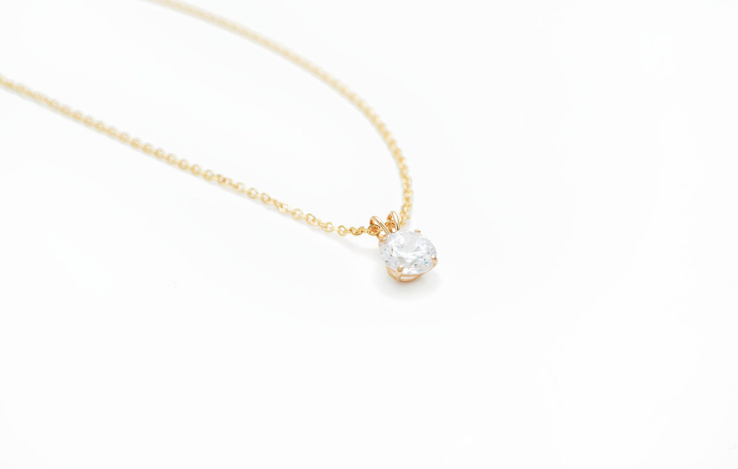 Brilliant Round 2ct Created Diamond Pendant Solitaire 14K Yellow Gold Charm VVS1, for women, minimalist