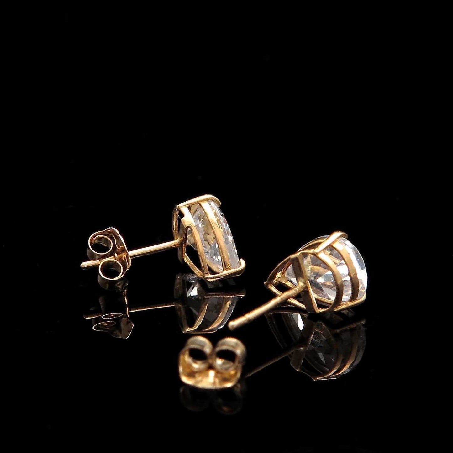 Pear Shape Earrings Created Diamond Studs 14K Yellow Gold or White Gold Heavy Basket