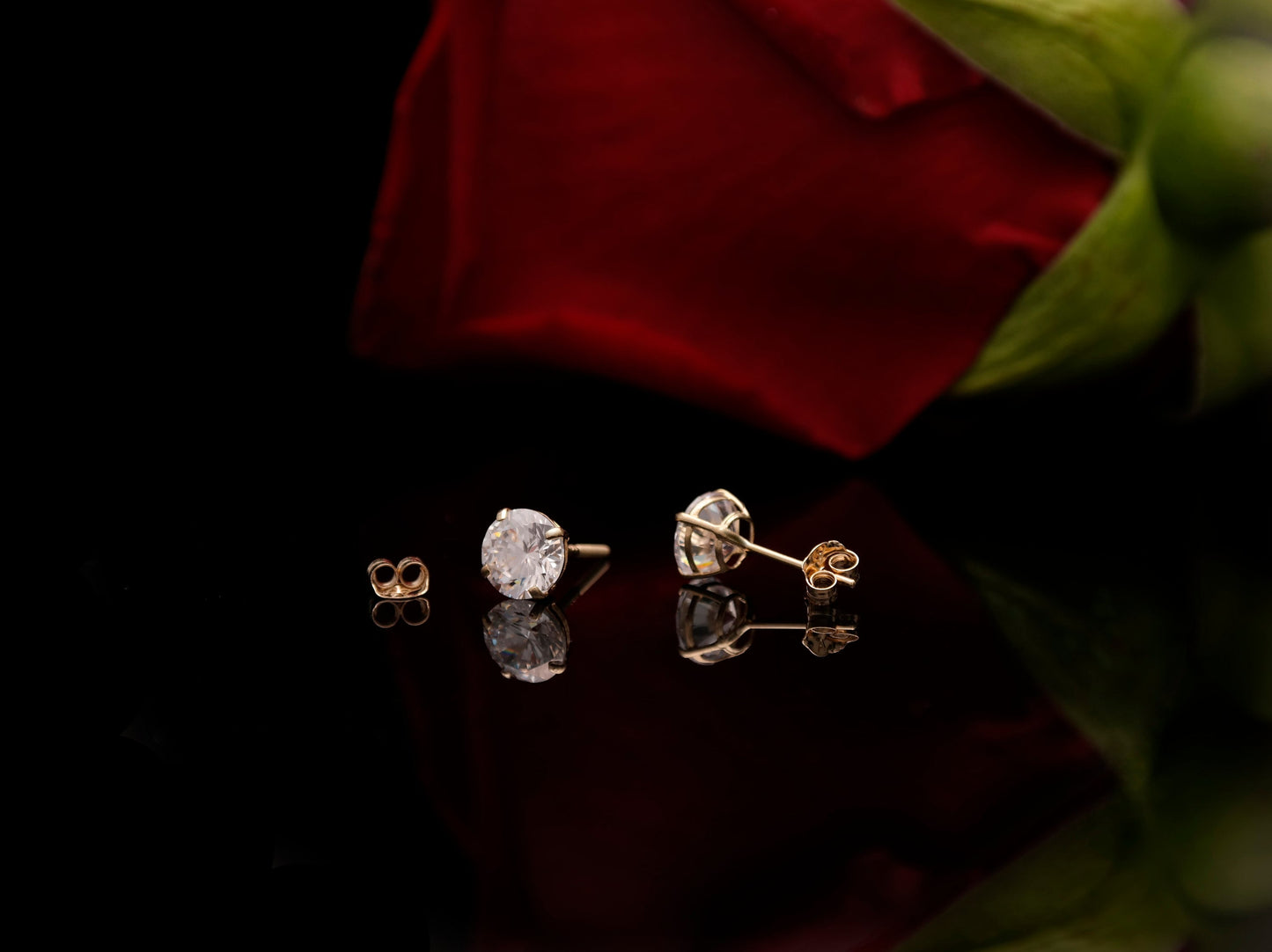 Round-cut Created Diamond Stud Earrings Solitaire 14k Gold, Yellow, White, Rose Gold 0.05-8.00 ct. T.W., Push-back Minimalist