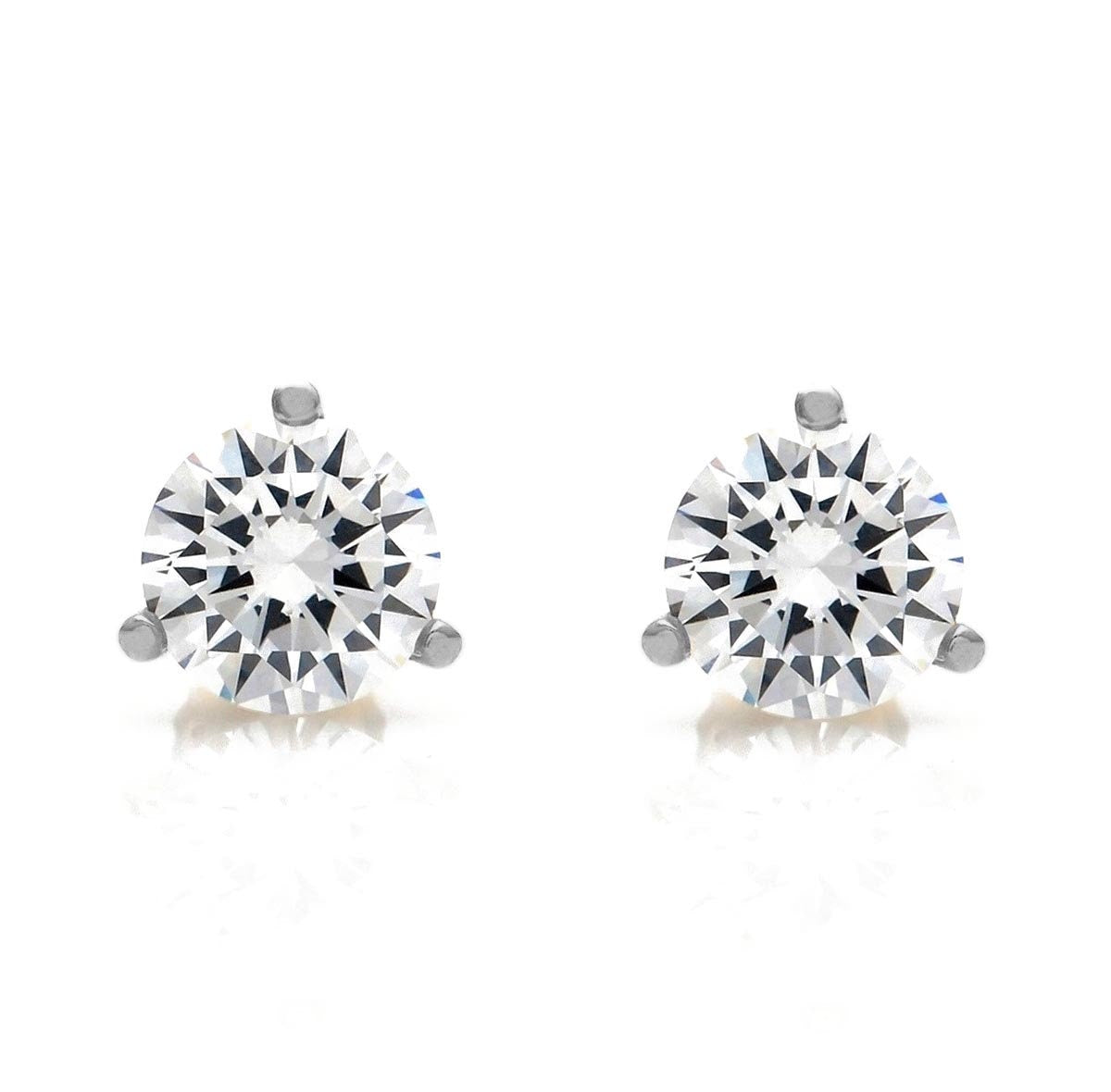 Martini Round-cut Stud Solitaire Earrings 14k Yellow or White Gold 1.00 ct.- 4.00 ct. T.W. Created Diamond , Screw-back, for women, for man