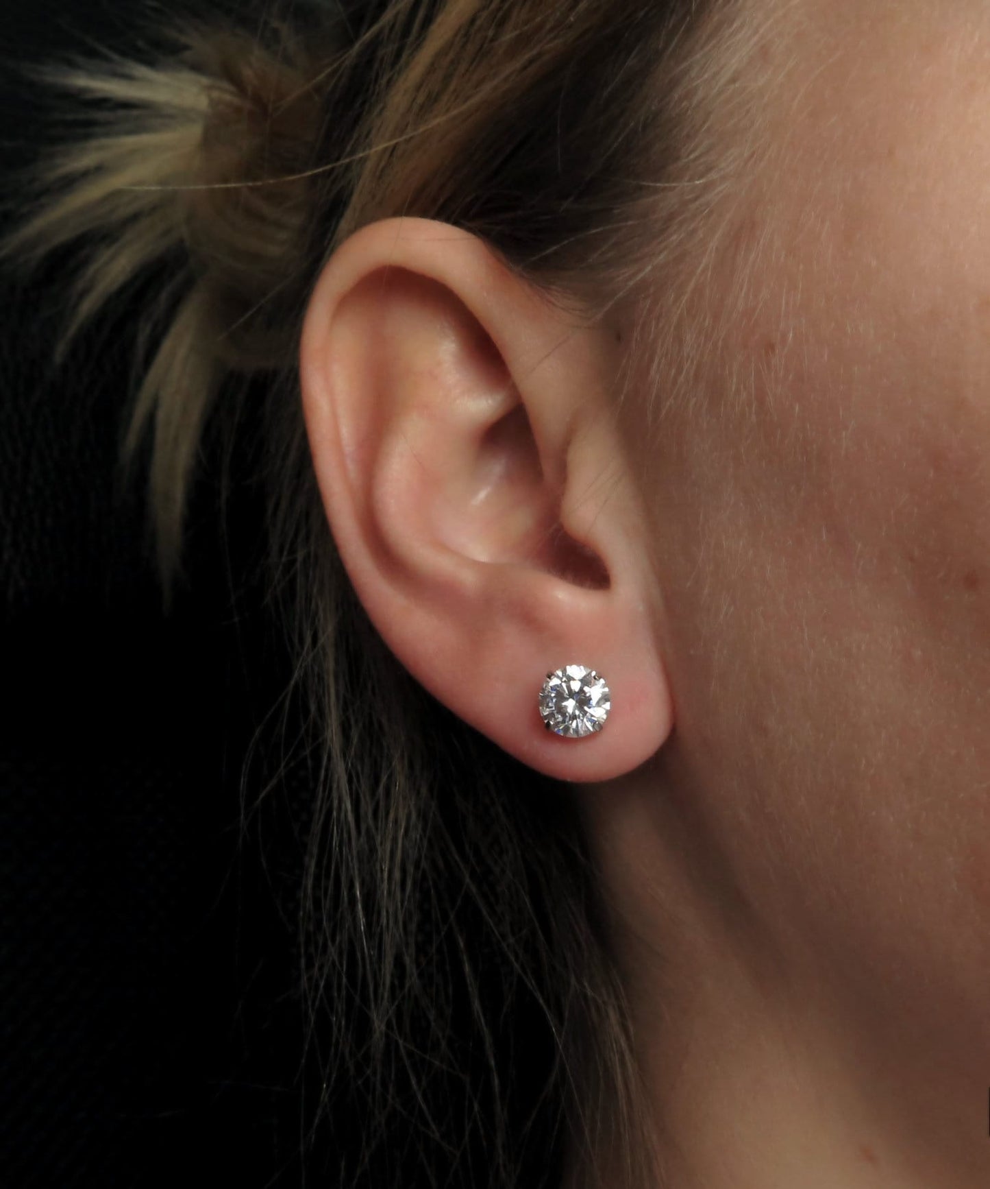 Round-cut Created Diamond Stud Earrings Solitaire 14k Gold, Yellow, White, Rose Gold 0.05-8.00 ct. T.W., Push-back Minimalist