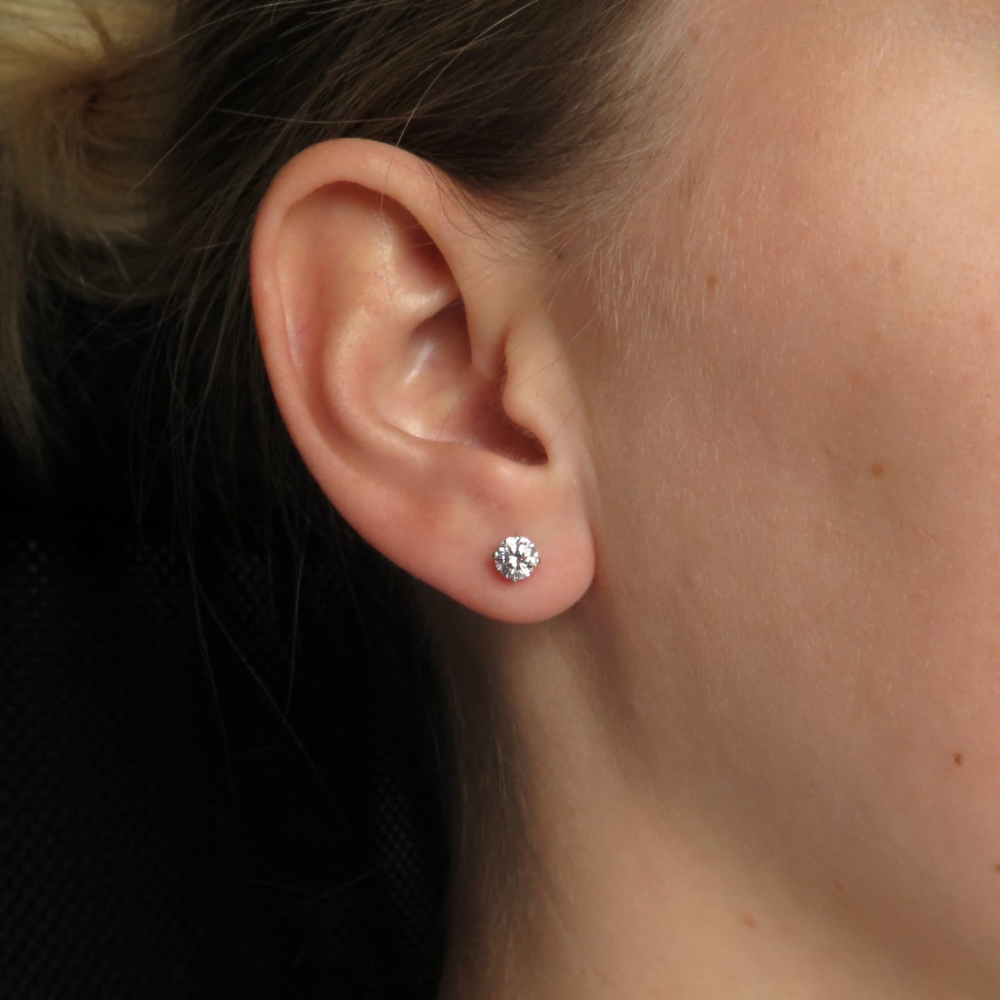 Round-cut Created Diamond Stud Earring Solitaire 0.03ct - 4.00ct ct. T.W. 14k Gold, Yellow, White, Rose Gold, Push-back, SINGLE EARRING