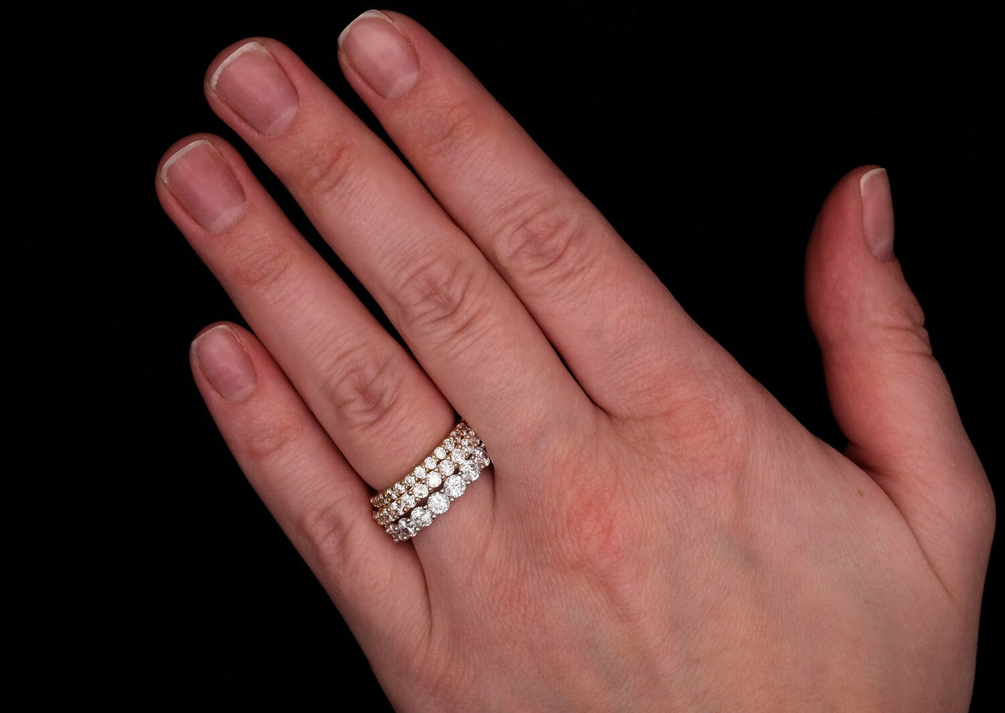 1.00ct-3.50ct Brilliant Created Diamond Full Eternity Ring Solid 14k Rose Gold Wedding Band
