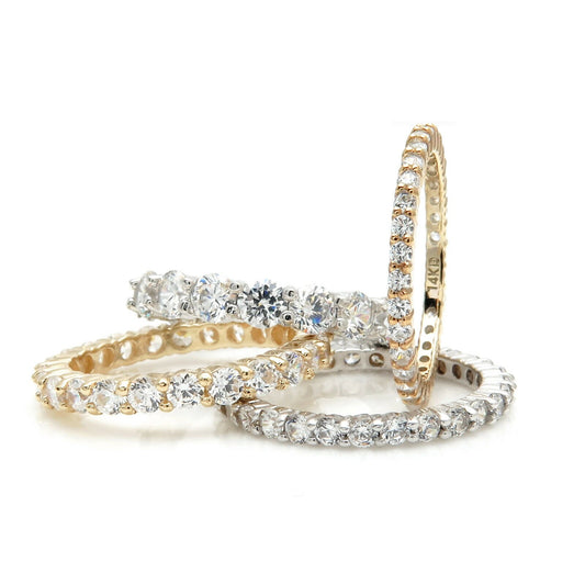 1.00ct-3.50ct Brilliant Cut Created Diamond Full Eternity Band Ring Solid 14k Yellow Gold Wedding Band