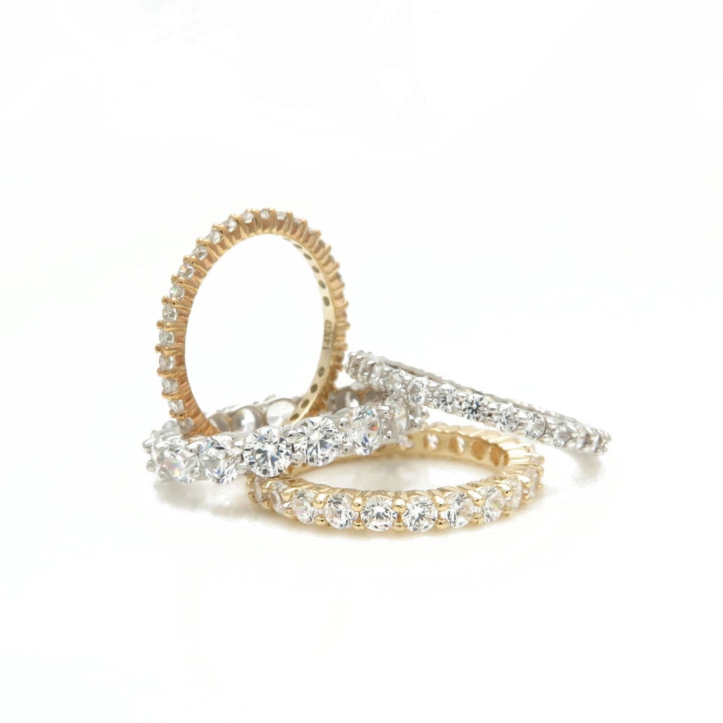 1.00ct-3.50ct Brilliant Created Diamond Full Eternity Ring Solid 14k Rose Gold Wedding Band