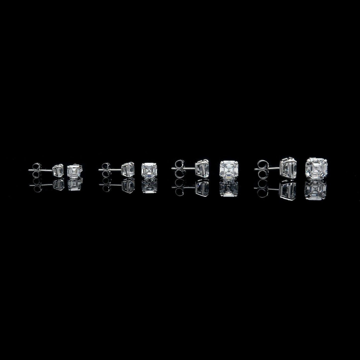 Asscher cut Stud Earrings Solitaire Created Diamond 10.78 - 6.00 ct. T.W. 4k Gold, Screw-back