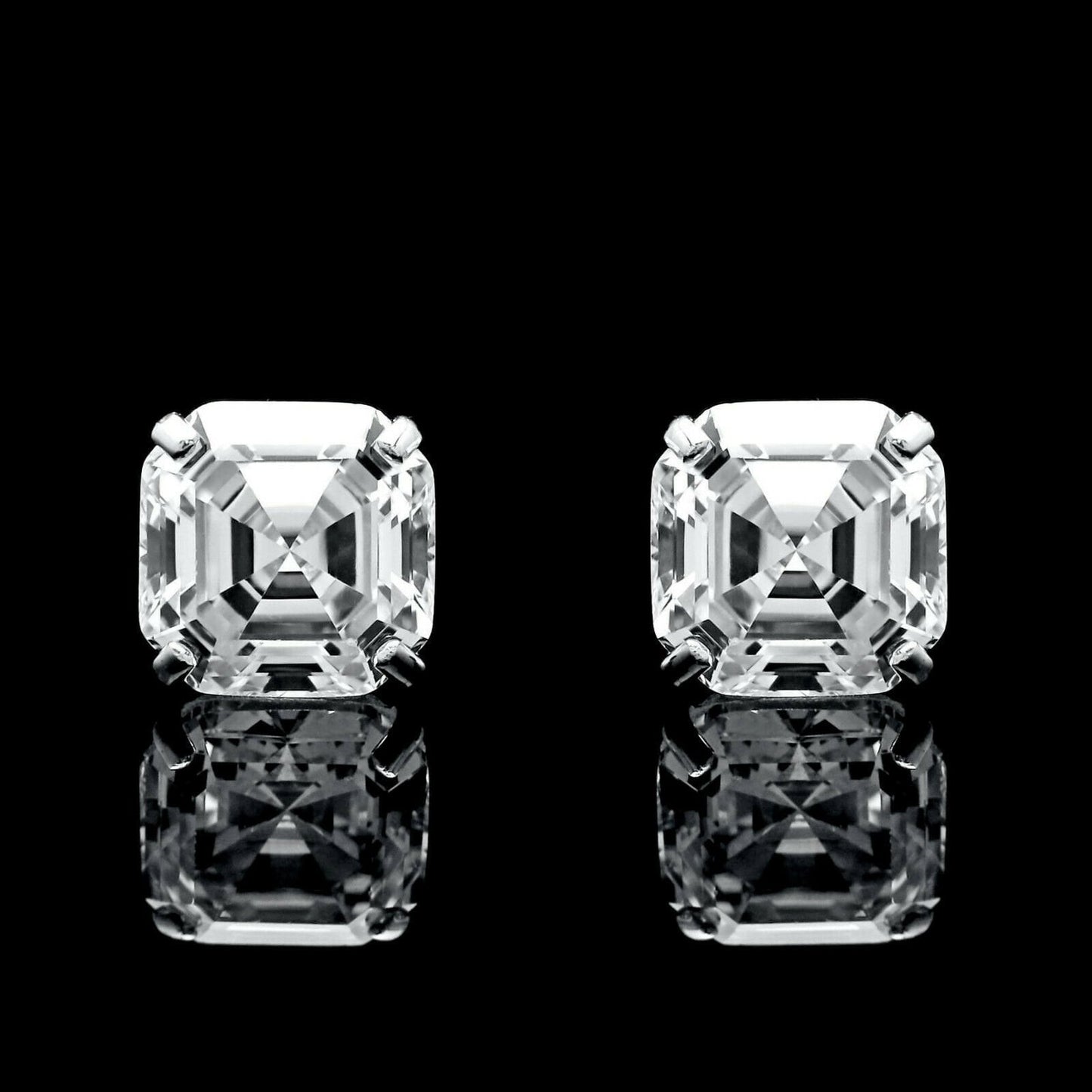 Moissanite Asscher Cut Diamond 1.42 -6.00 ct. T.W. 14k Gold Stud Earrings Solitaire, Push-back
