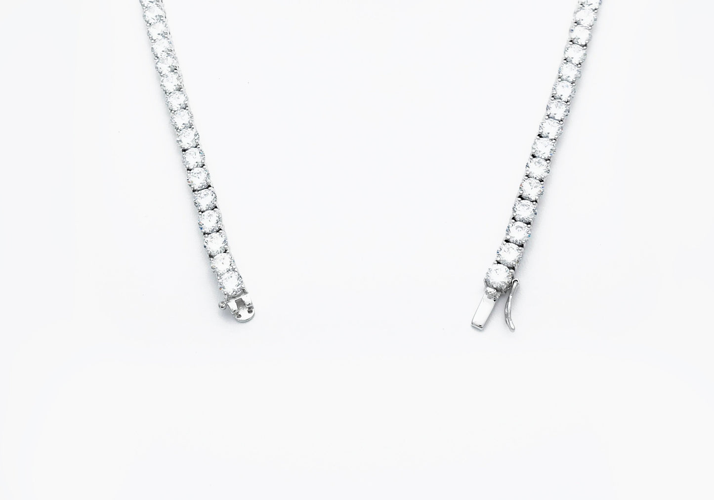 Tennis Necklace 2mm 5.00-6.50TCW Round Created Diamond 925 Solid Sterling Silver Chain