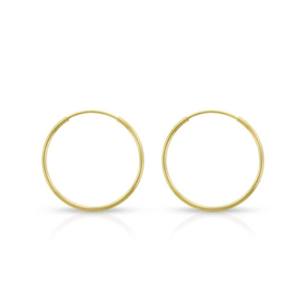 14K Real Gold Earrings Round Hoops Ladie's Hoop Earrings 0.3mm (10mm-21mm)