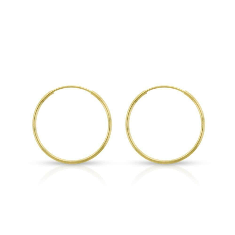 14K Real Gold Earrings Round Hoops Ladie's Hoop Earrings 0.3mm (10mm-21mm)