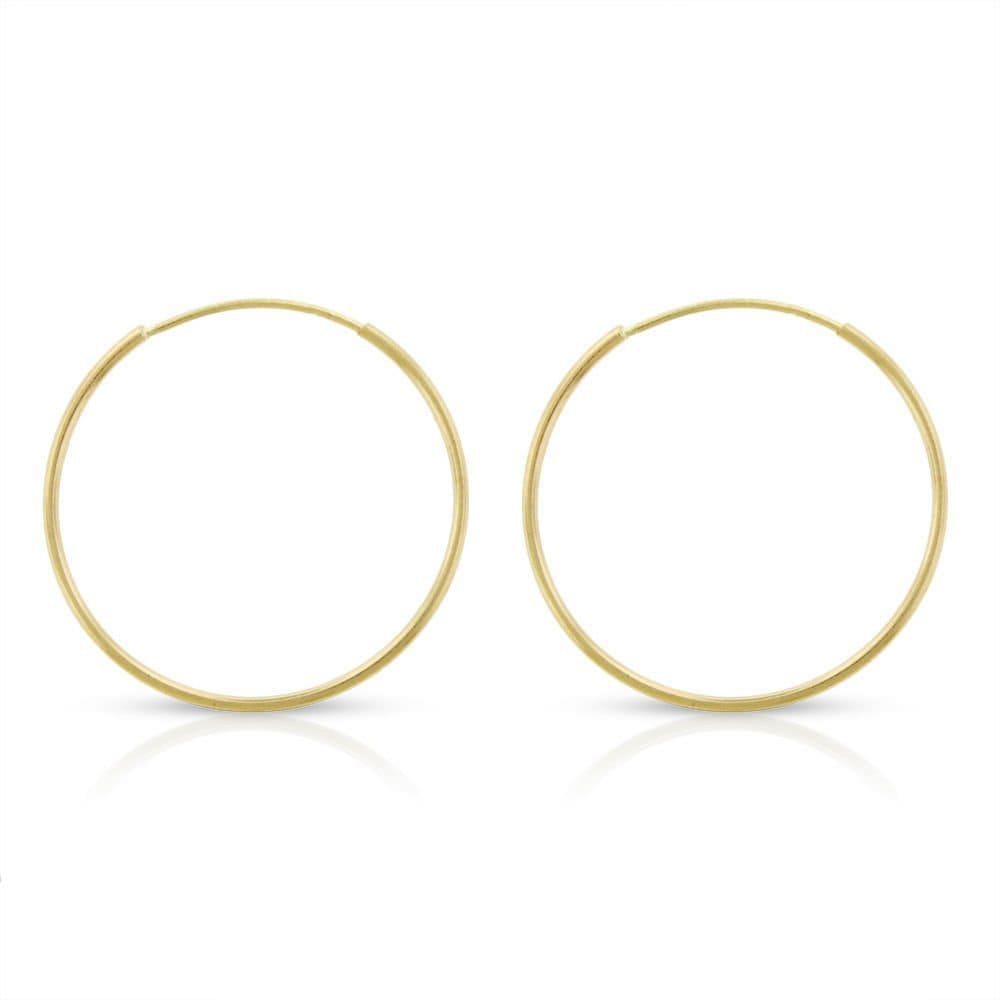 14K Real Gold Earrings Round Hoops Ladie's Hoop Earrings 0.3mm (10mm-21mm)