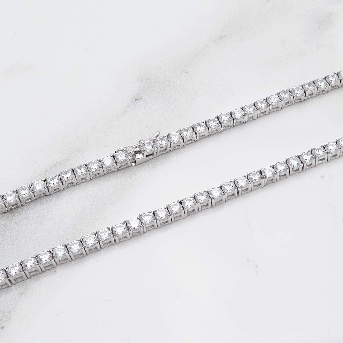 Tennis Necklace 4mm 24.00-45.00TCW Round Created Diamond 925 Solid Sterling Silver / Yellow gold Tone / Rose Chain gold Tone Chain