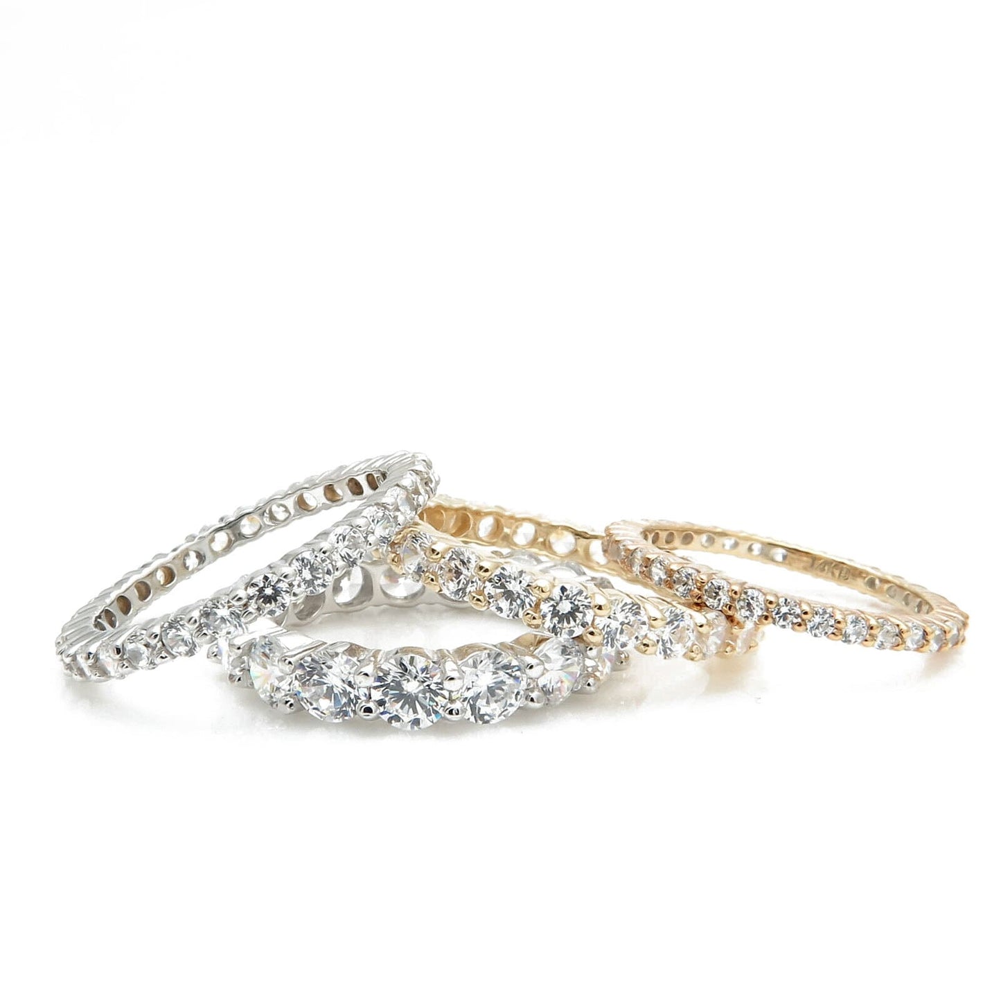 1.00ct-3.50ct Brilliant Created Diamond Full Eternity Ring Solid 14k White Gold Wedding Band