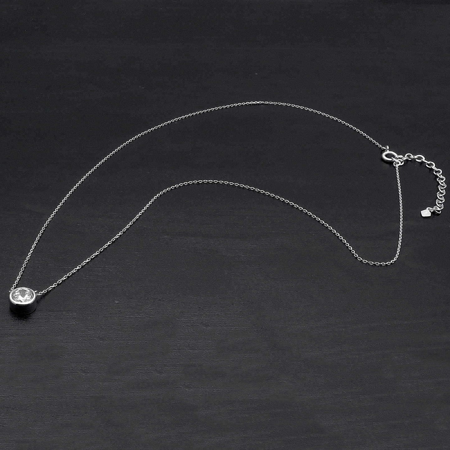Bezel Necklace 1.00ct Brilliant Created Diamond 16" + 2" Chain Solid 14k Yellow Gold/ 14k While Gold 14K Rose Gold / Pendant Set