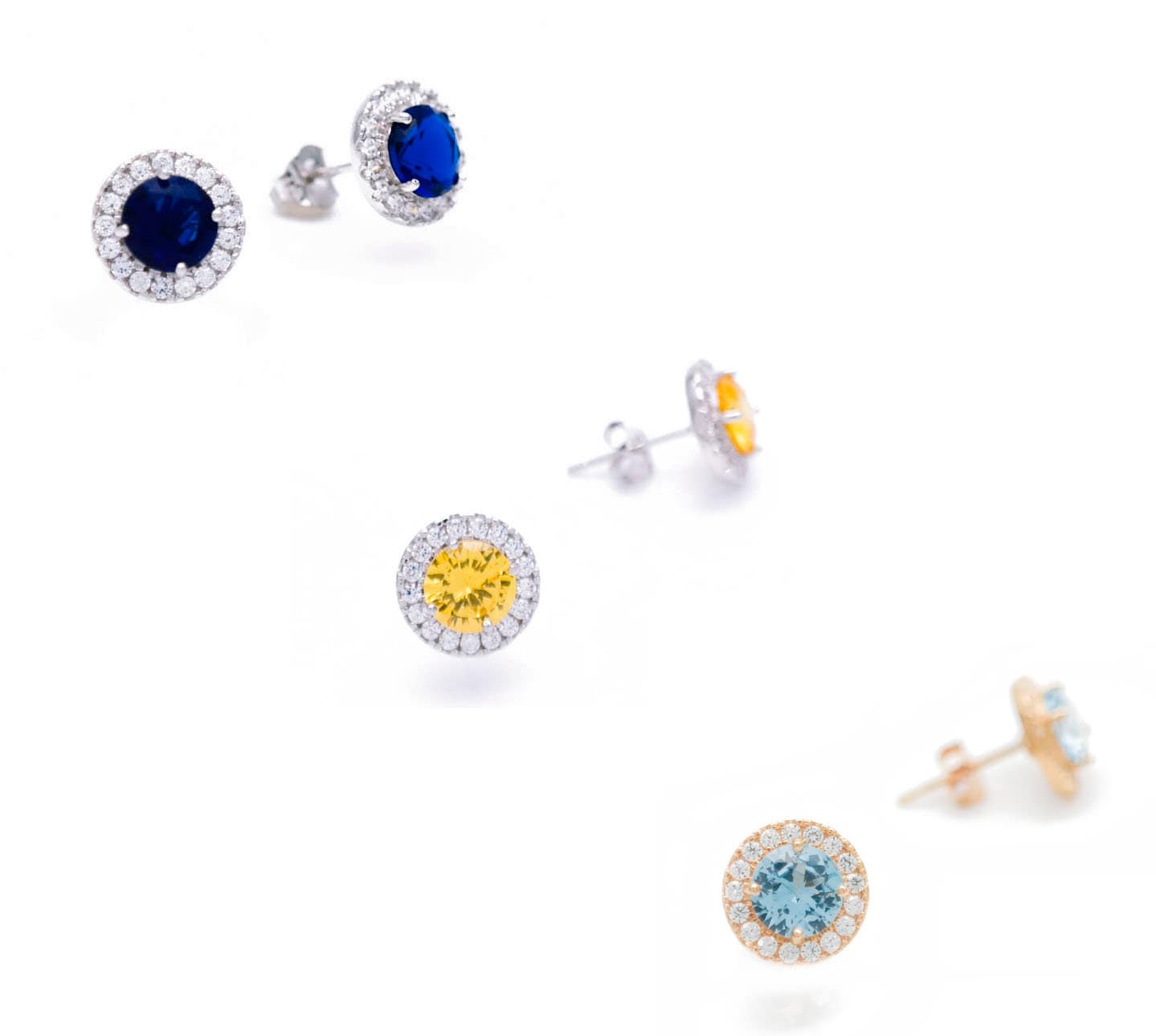 1.50CT Halo Created Gemstone Diamond Stud Round Earrings 14k Yellow/White Gold