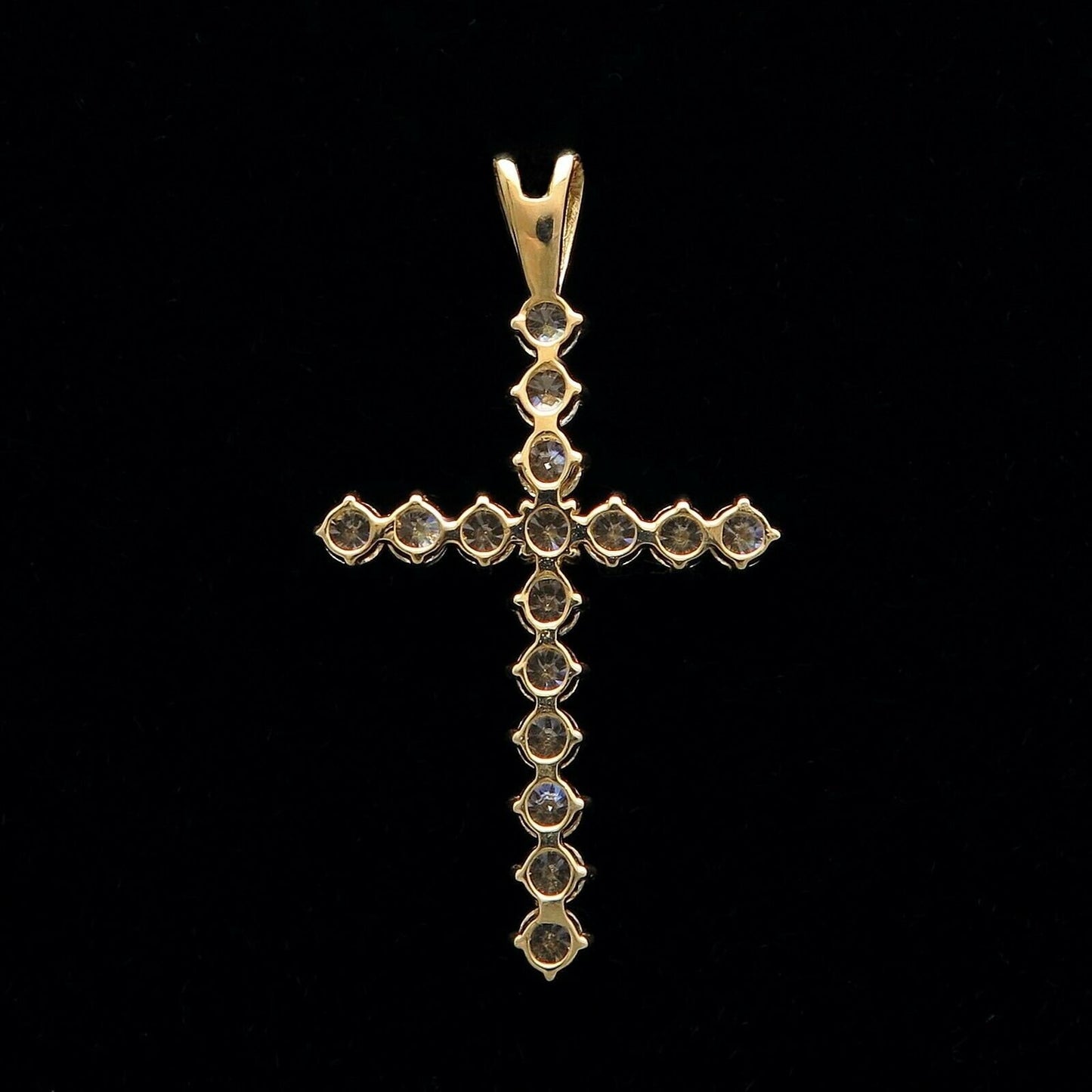 0.80CT Round Cut Created Diamond Cross Pendant 14K Yellow Gold Charm Brilliant VVS1