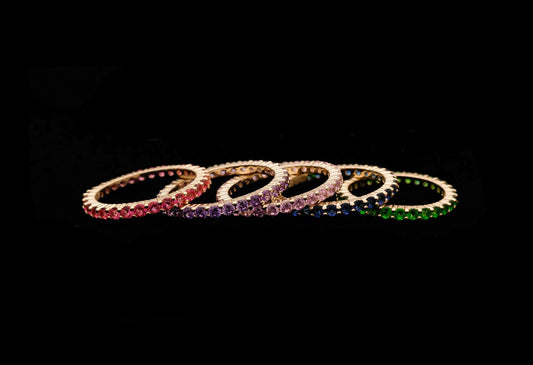 1.00ct T.W. Created Gemstone Eternity Ring 925 Sterling Silver 2mm