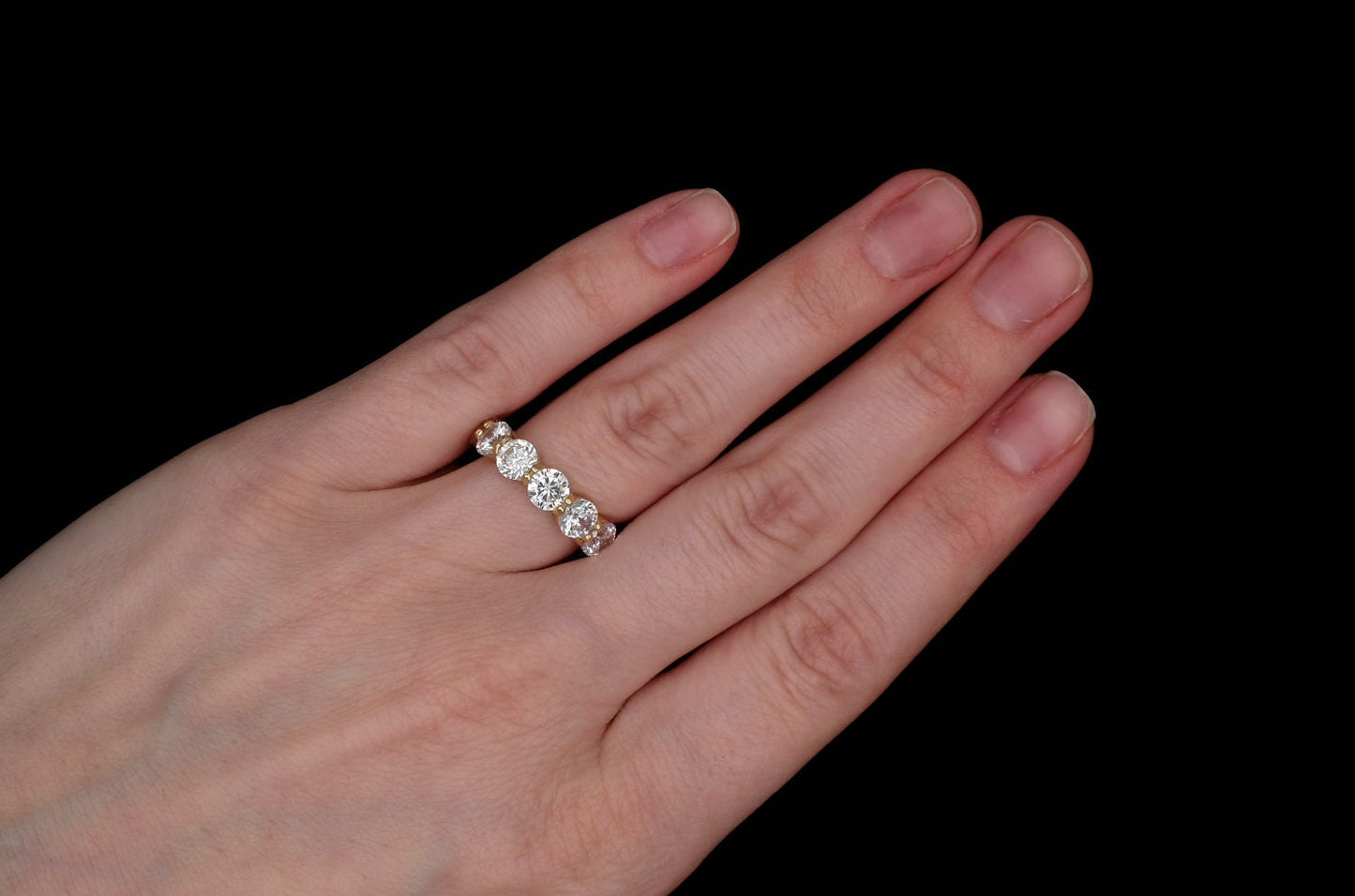 1.00ct-6.00ct Brilliant Created Diamond Full Eternity Ring Solid 925 Sterling Silver/Yellow Gold Tone 925