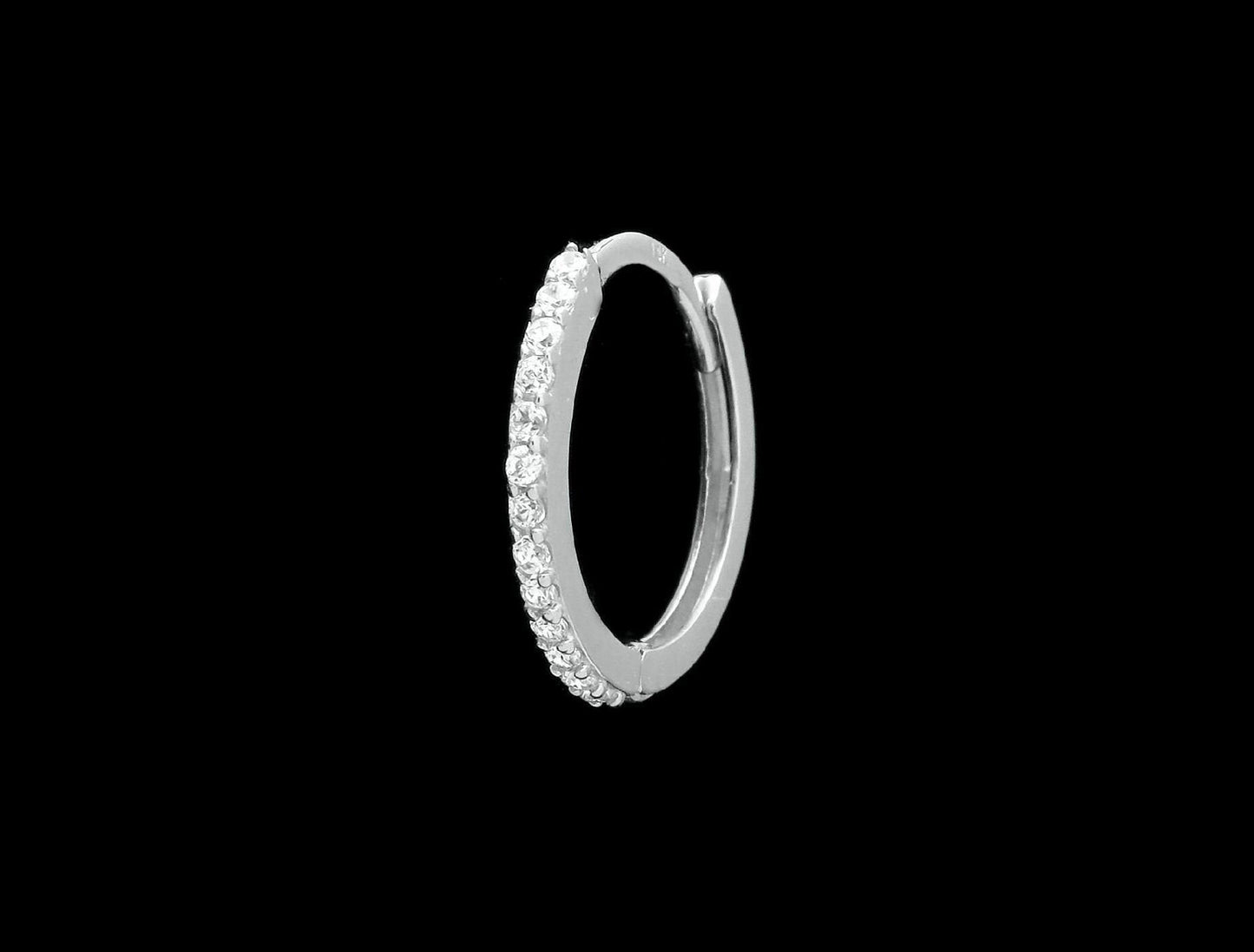 0.075TCW Created Diamond Huggie Hoop Earring Solid 14K Yellow White Rose  or Sterling silver 925 Gold Round VVS1, SINGLE EARRING