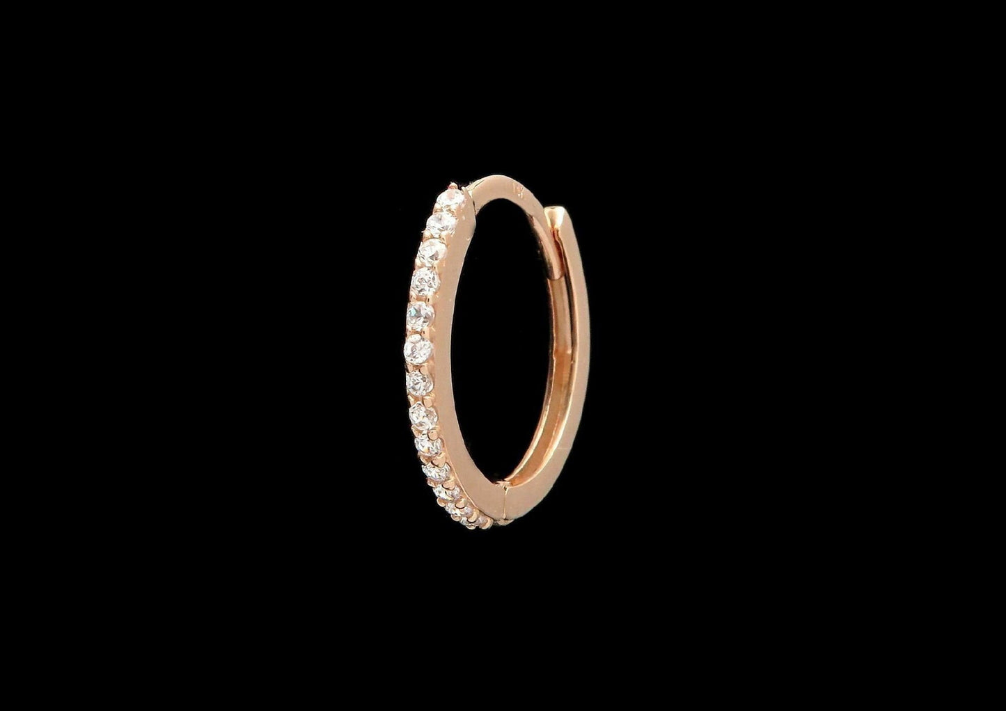 0.075TCW Created Diamond Huggie Hoop Earring Solid 14K Yellow White Rose  or Sterling silver 925 Gold Round VVS1, SINGLE EARRING