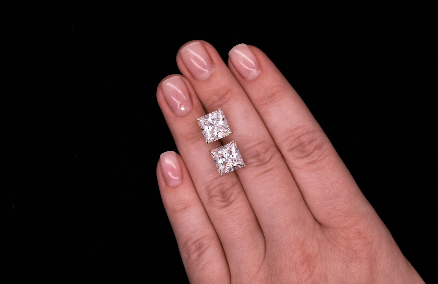 Princess-cut Created Diamond 0.36-11.24 ct. T.W. 14k Yellow/White/Rose Gold Stud Earrings Solitaire, Push-back