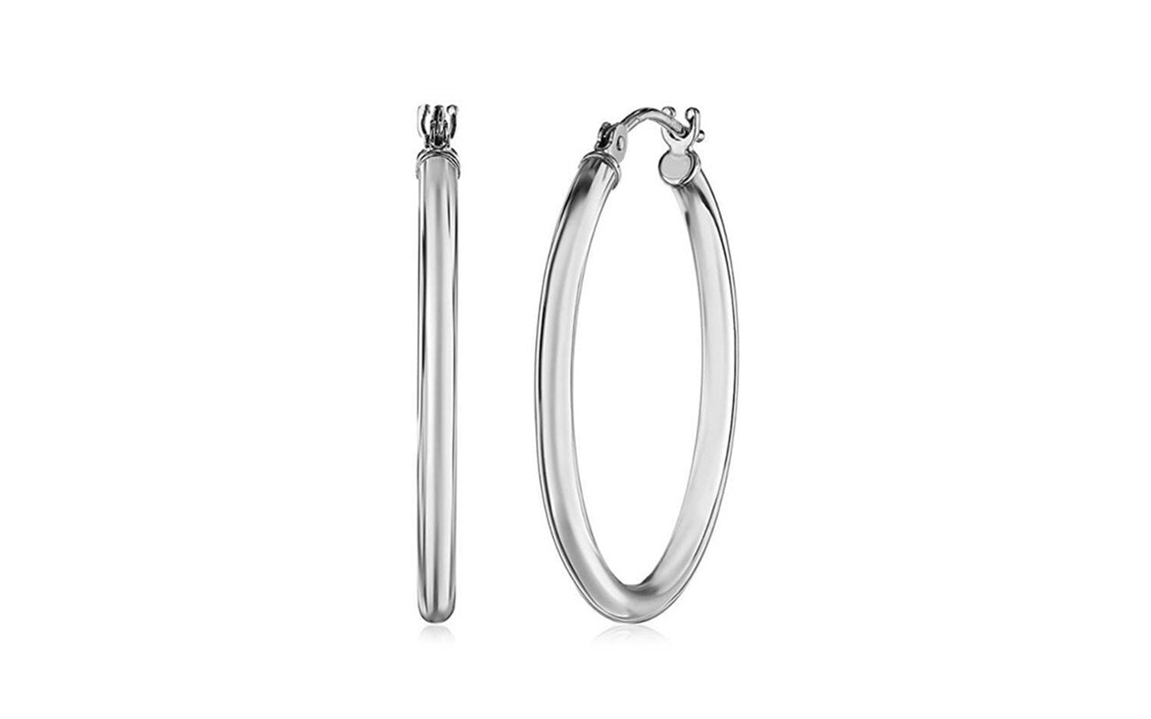 14K Real Gold Earrings Round Hoops Ladie's Hoop Earrings 0.8mm (12mm-60mm)