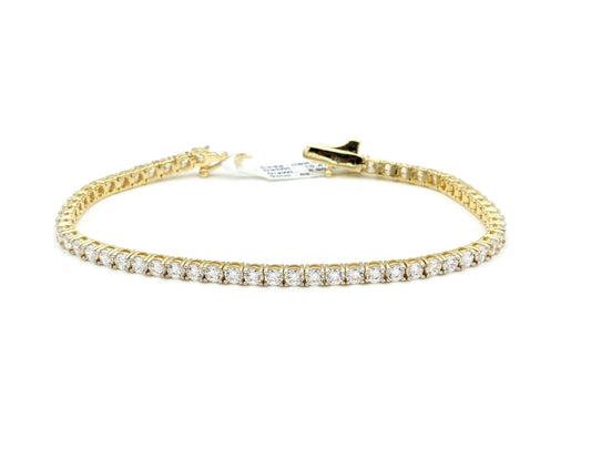 Tennis Bracelet 3mm/4mm/5mm Round Cut Created Diamond 5.80TCW 14K Solid Yellow Gold 7" - 7.25"