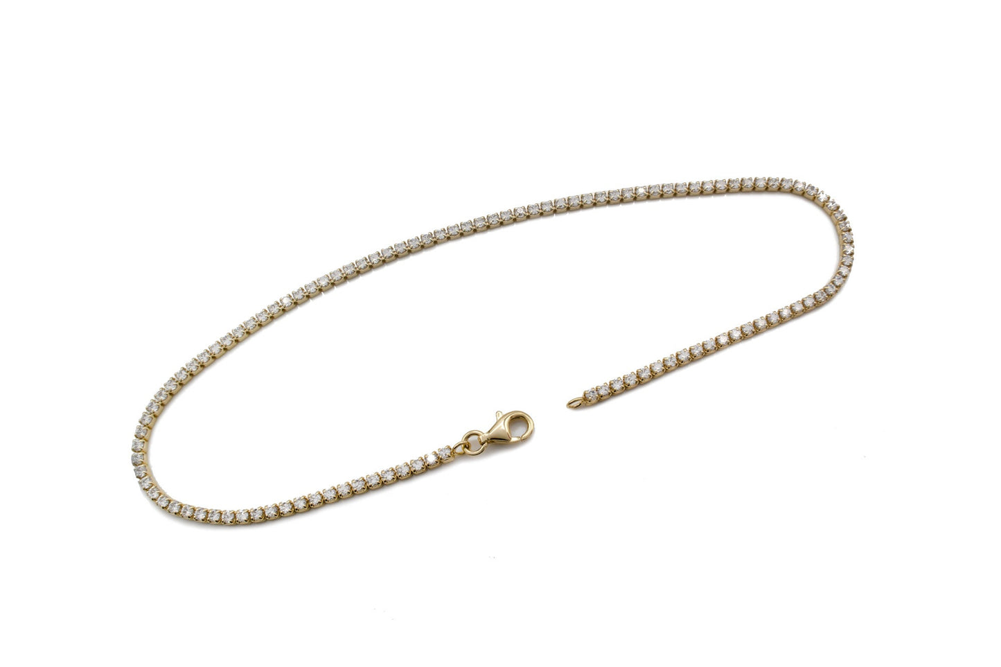 2.75tcw Created Diamond 2mm Bezel Anklet 925 Sterling Silver 9" Ankle Bracelet