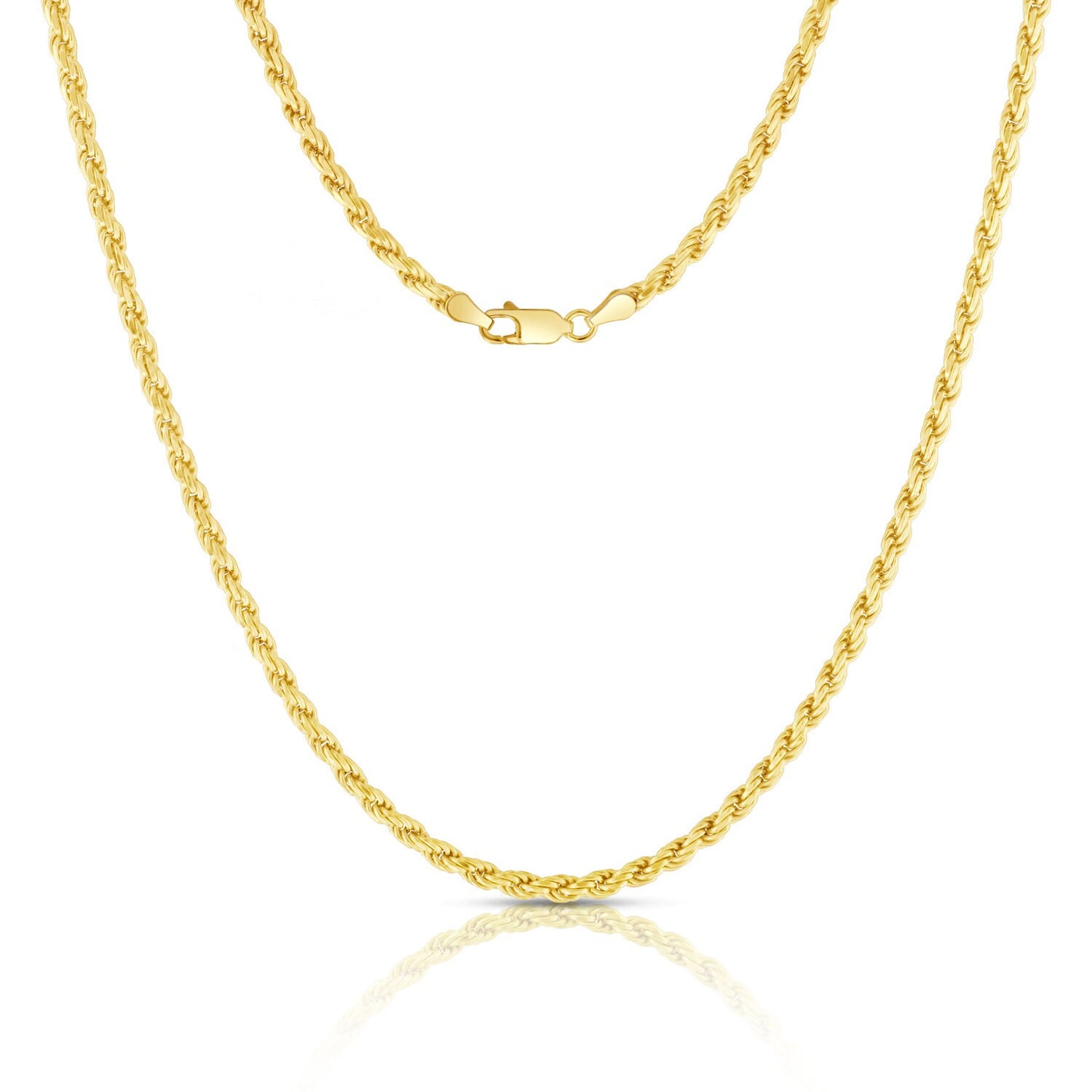 Rope Chain 1mm-8mm Twisted Necklace Sterling Silver 925 14k Yellow gold Tone 925 (16"-30")