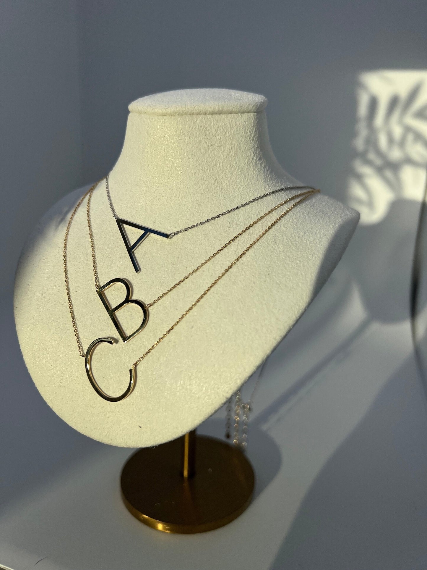 Large Letter Initial Necklace 14k Yellow or White Gold Pendant 16" + 2" extension chain Big Charm