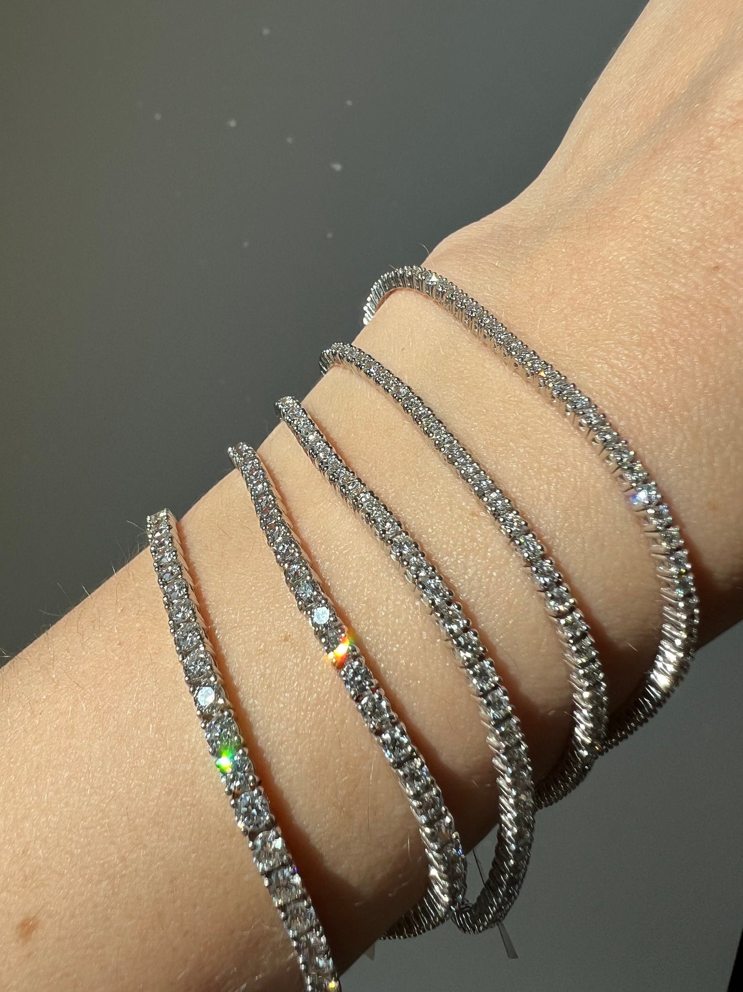 Lab-Grown Diamond Tennis Bracelet 1.5mm/1.75mm/2mm/2.4mm 1.23-4.85TCW Round 14k Yellow/White/Rose Gold, for men, for women, wedding