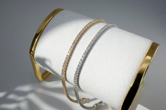 Lab-Grown Diamond Tennis Bracelet 1.5mm/1.75mm/2mm/2.4mm 1.23-4.85TCW Round 14k Yellow/White/Rose Gold, for men, for women, wedding