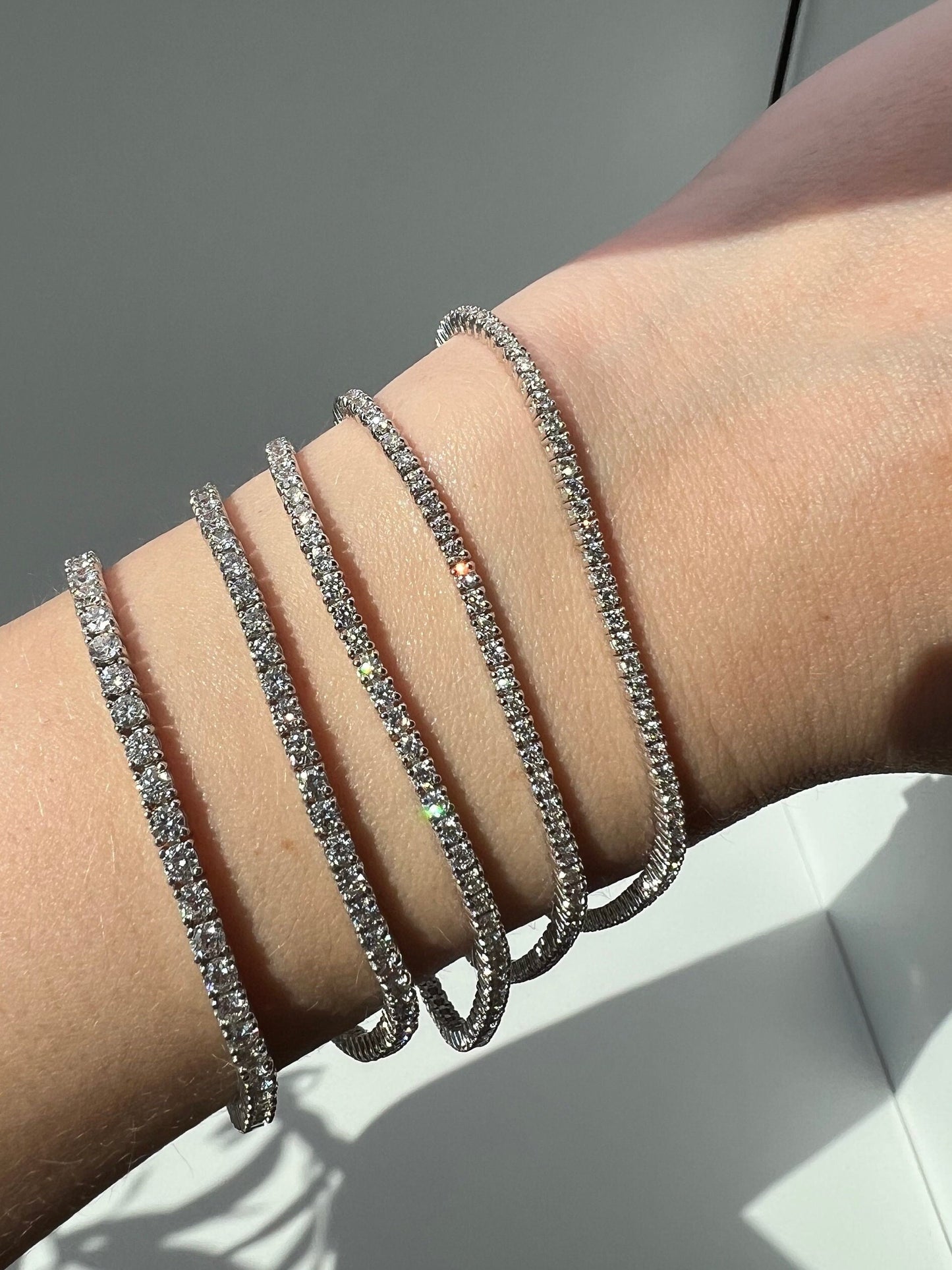 Lab-Grown Diamond Tennis Bracelet 1.5mm/1.75mm/2mm/2.4mm 1.23-4.85TCW Round 14k Yellow/White/Rose Gold, for men, for women, wedding